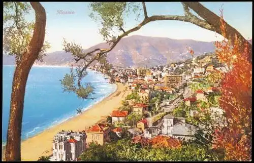 Cartoline Alassio Blick auf Stadt u. Strand 1912