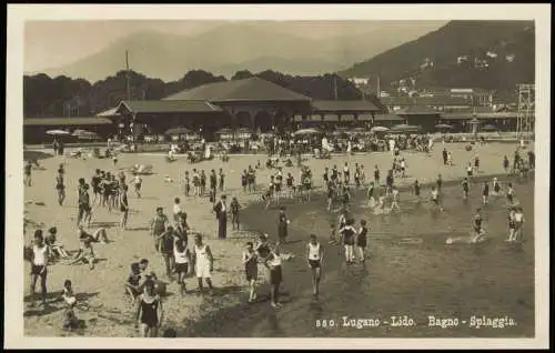 Ansichtskarte Lugano Lido. Bagno - Spiaggia. 1929