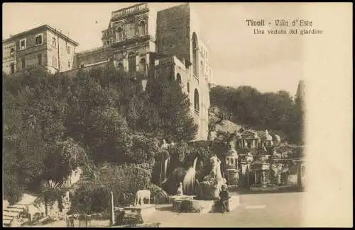 Cartoline Tivoli (Latium) Villa d'Este Una veduta del giardino 1912  b. Roma Rom