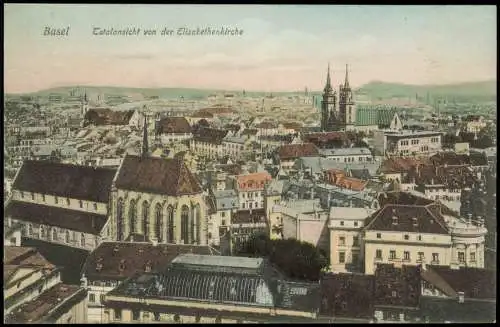 Ansichtskarte Basel Totalansicht von der Elisabethenkirche 1912