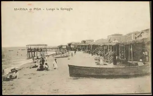 Cartoline Marina di Pisa-Pisa Lungo la Spiaggia - Hütten 1912