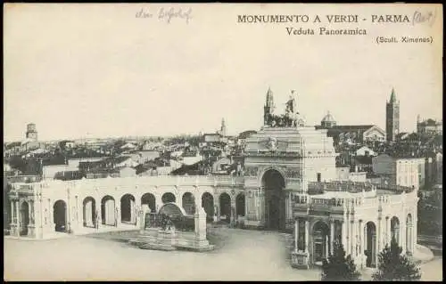 Cartoline Parma Veduta Panoramica MONUMENTO A VERDI 1912