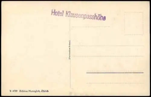 Ansichtskarte Unterschächen Hotel Klausen-Passhöhe 1928