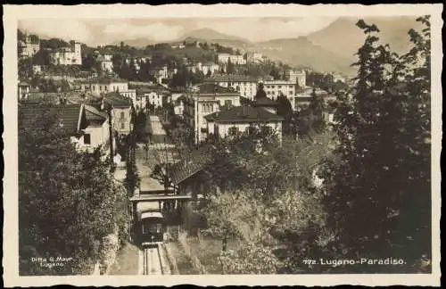 Ansichtskarte Lugano Paradiso. Bergbahn Bahnstation 1929