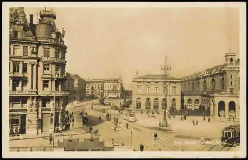 Ansichtskarte Zürich Bahnhofsplatz Geschäfte 1928