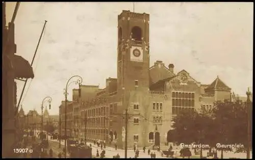 Postkaart Amsterdam Amsterdam Beursplein - Straßenbahn 1928