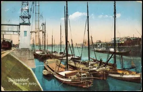 Ansichtskarte Düsseldorf Partie am Hafen. 1912