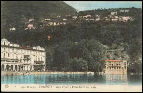 Cernobbio Lago di Como - Villa d'Este e Dependance dal lago. 1909