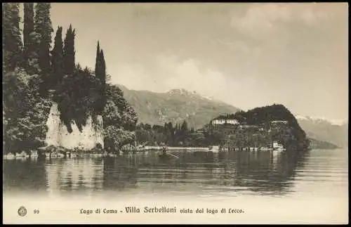 Cartoline Como Lago di Como Villa Serbelloni vista dal lago di fecco. 1912