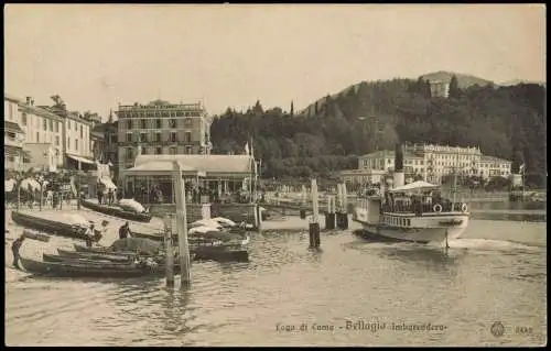 Cartoline Bellagio Lago di Como - Imbarcadero Dampfer 1917