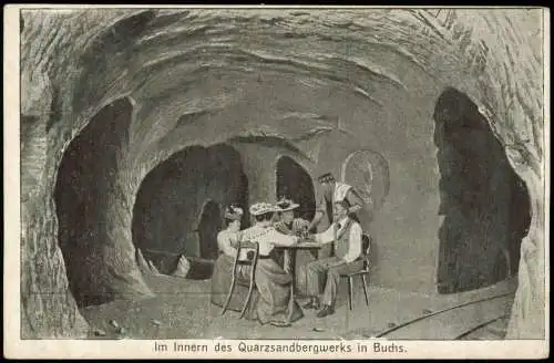 Ansichtskarte .Schweiz Im Innern des Quarzsandbergwerks in Buchs 1912