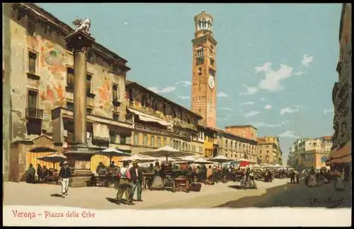 Cartoline Verona Verona Piazza delle Erbe 1912  Italien Italia