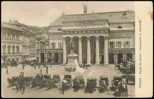 Genua Genova (Zena) Piazza De Ferrari - Monumento G. Garibaldi. 1912