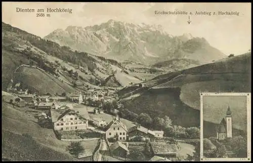 Ansichtskarte Dienten am Hochkönig 2 Bild Gasthof und Kirche 1912