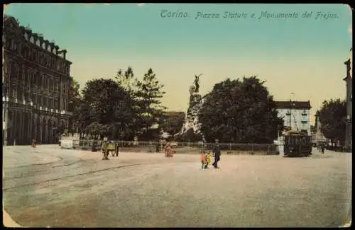 Cartoline Turin Torino Piazza Statuto e Monumento del Frejus. 1914