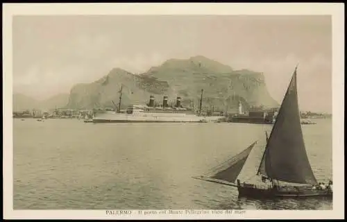 Cartoline Palermo Palermo (Palermu) Monte Pellegrino Dampfer Steamer 1928