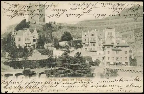 Cartoline Meran Merano Partie am Pulverthurm 1904