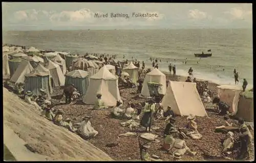 Postcard Folkestone Mixed Bathing 1911