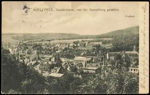 Ansichtskarte Bielefeld Gadderbaum, von der Sparenburg gesehen. 1913