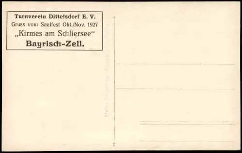 Bayrischzell Saalfest Turnverein Dittelsdorf E. V. Kirmes am Schliersee 1927