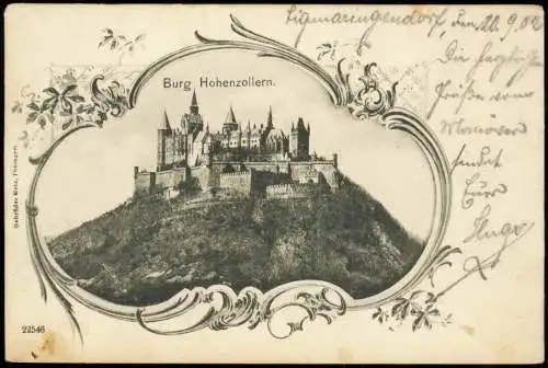 Ansichtskarte Hechingen Burg Hohenzollern im Rocaillen Rahmen 1902