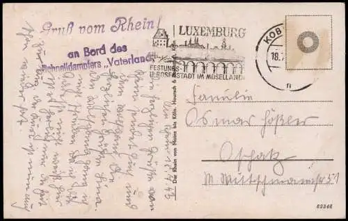 Ansichtskarte Königswinter Drachenfels - Fähre 1943