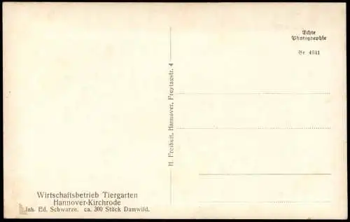 Ansichtskarte Kirchrode-Hannover Wirtschaftsbetrieb Tiergarten 1930