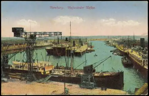 Ansichtskarte Hamburg Kuhwärder Hafen 1914