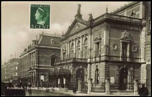 Postkaart Rotterdam Rotterdam Groote Schouwburg. 1940  Roter Zensurstempel WK2