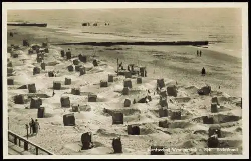 Ansichtskarte Wenningstedt-Braderup (Sylt) Badestrand 1930