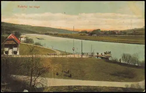 Ansichtskarte Bredeney-Essen (Ruhr) Ruhrtal bei Hügel Anlegestelle 1909