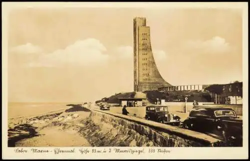 Ansichtskarte Laboe Marinedenkmal Promenade Autos 1938