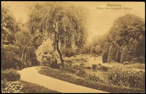 Ansichtskarte Würzburg Partie vom Ringpark (Nizza) 1918