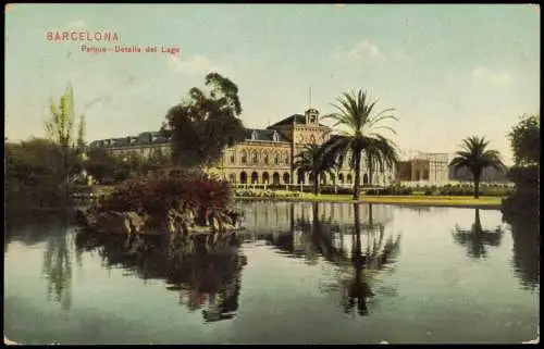 Postales Barcelona Parque Detalle del Lago 1909