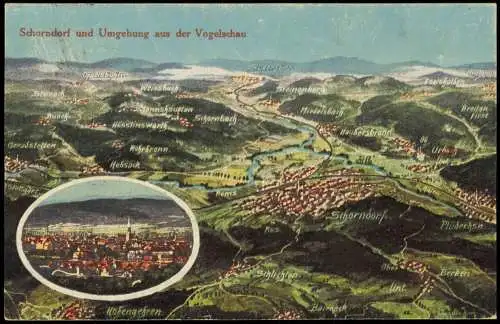 Schorndorf 2 Bild Stadt und Umgebung Künstlerkarte Eugen Felle Isny 1926