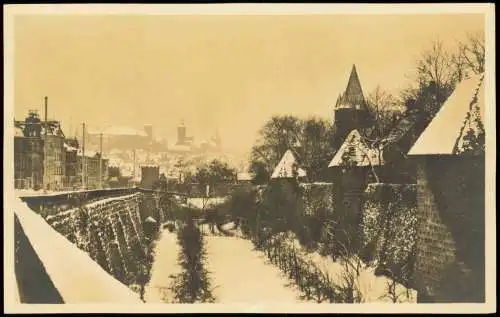 Ansichtskarte Nürnberg im Schnee Blick vom Fürthertor 1934