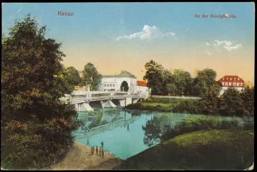 Ansichtskarte Hanau An der Kinzigbrücke 1917