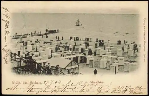 Ansichtskarte Borkum Strandleben. Zelte und Kiosk 1902