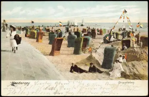 Ansichtskarte Norderney Strandleben. Strandkörbe 1906