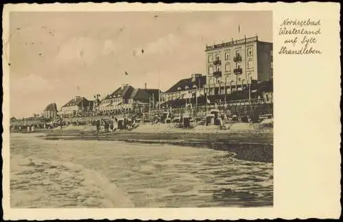 Ansichtskarte Westerland-Sylt Strand und Hotels 1935