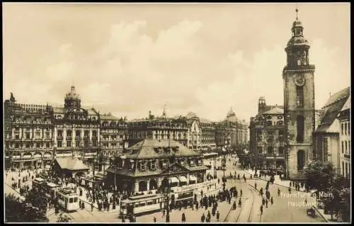 Ansichtskarte Frankfurt am Main Hauptwache - Tram Straßenbahnen 1934