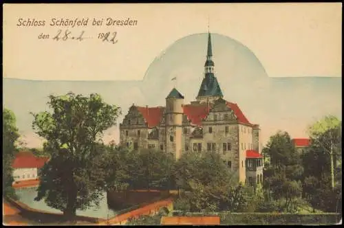 Ansichtskarte Schönfeld - Weißig-Dresden Schloss 1908