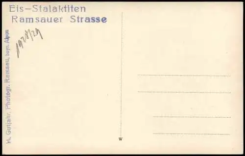 Ansichtskarte Ramsau bei Berchtesgaden Eis-Stalaktiten Ramsauer Strasse 1928