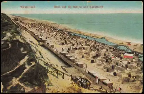 Ansichtskarte Westerland-Sylt Blick auf die Dünen und Südstrand 1921