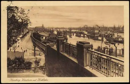 Ansichtskarte Hamburg Vorsetzen mit Hochbahn 1922