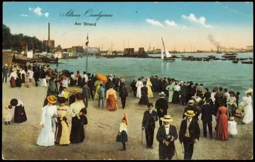 Ansichtskarte Oevelgönne-Hamburg Strand Hafen Fabrik 1915