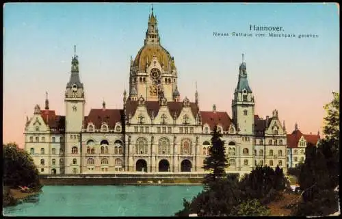 Ansichtskarte Hannover Neues Rathaus 1913 Goldrand