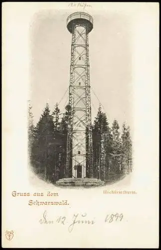 Ansichtskarte Titisee-Neustadt Hochfirst Aussichtsturm Schwarzwald 1899