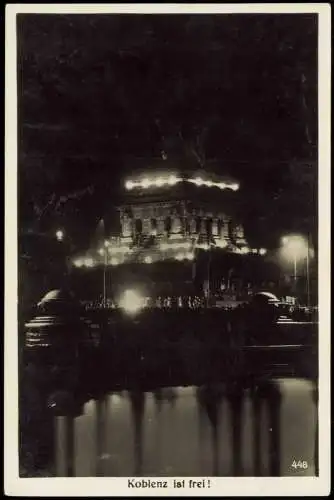 Ansichtskarte Koblenz Deutsches Eck bei Nacht Feier - Koblenz ist Frei! 1934