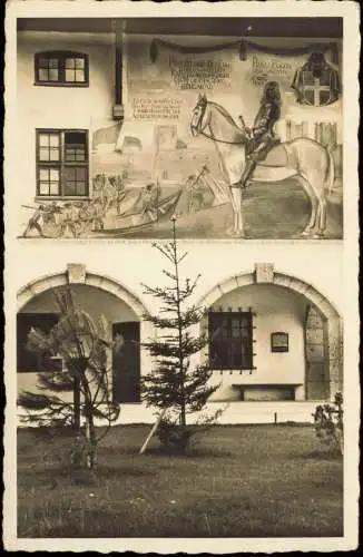 Ansichtskarte Mittenwald Haus Bemalung Prinz Eugen 1942  gel. Feldpost WK2